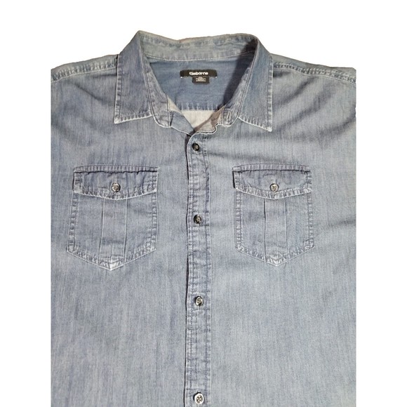 Clairborne Denim Chambray Button Up Long Sleeve Shirt Men Sz XXL Blue Pockets - Picture 3 of 6